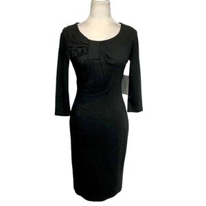 Teri Jon Black Sheath Dress Ponte Knit Size 2 NWT LBD